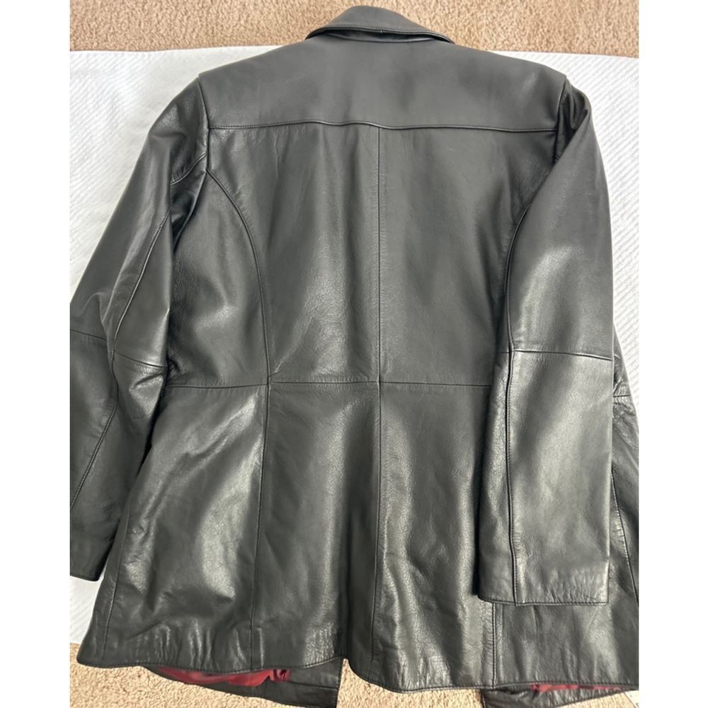 🔥Wilsons Leather, Black, gorgeous ruby lining, Button-Front Jacket - Picture 6 of 12